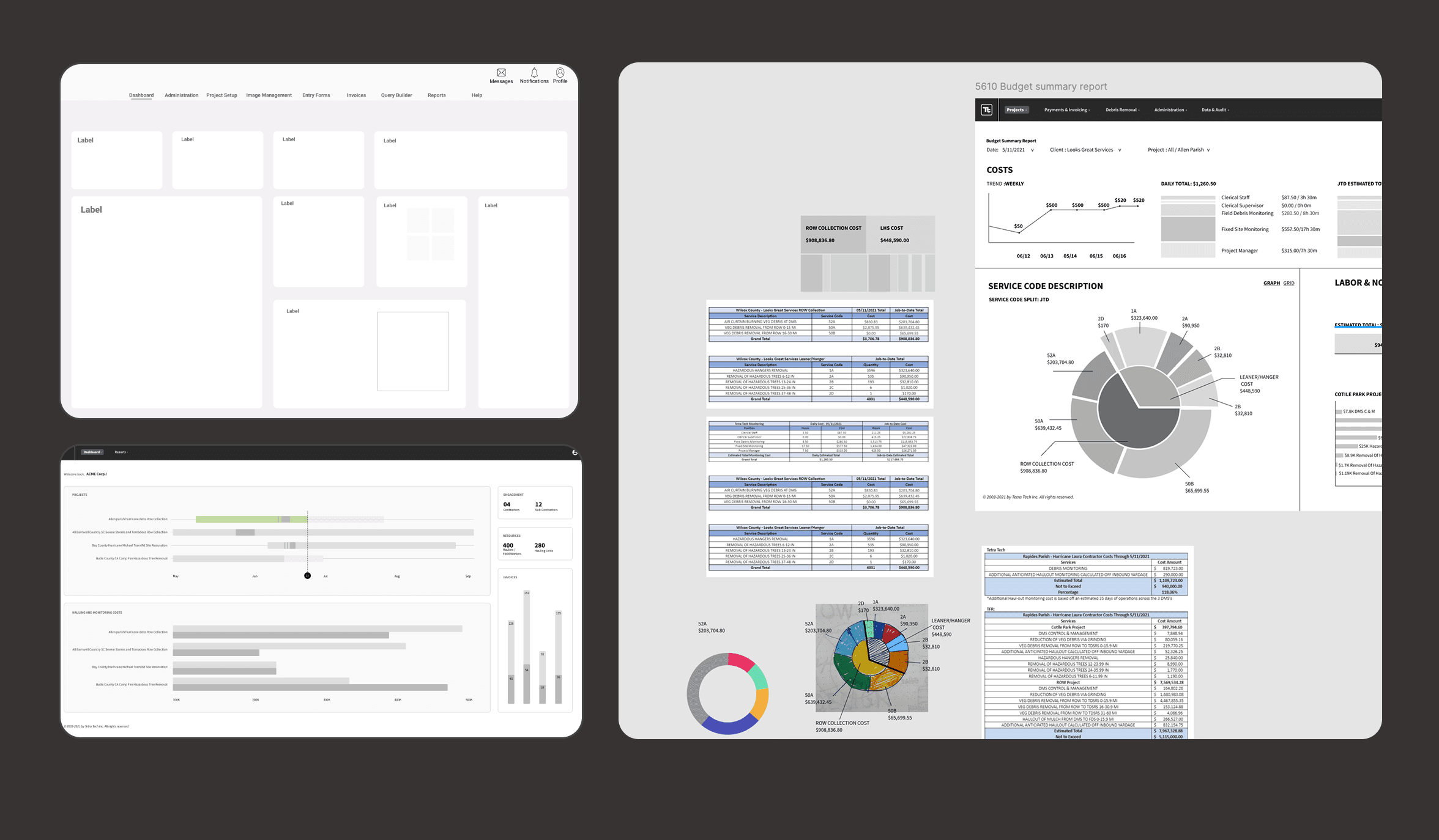 Content-heavy layout and information hierarchy in reporting views